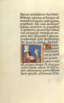 Anna Teaching the Virgin Reading; Poncher Hours, about 1500. Creator: Master of Jacques de Besancon