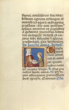 Anna Teaching the Virgin Reading; Poncher Hours, about 1500. Creator: Master of Jacques de Besancon