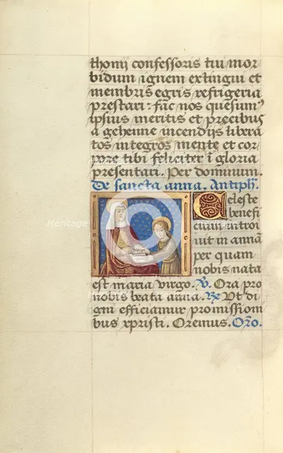 Anna Teaching the Virgin Reading; Poncher Hours, about 1500. Creator: Master of Jacques de Besancon.