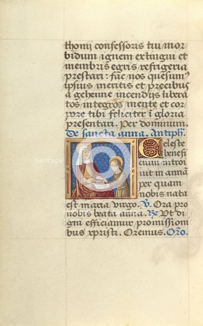 Anna Teaching the Virgin Reading; Poncher Hours, about 1500. Creator: Master of Jacques de Besancon.