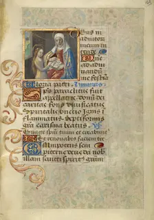 Anna Teaching the Virgin Reading; Poncher Hours, about 1500. Creator: Master of Cardinal Bourbon