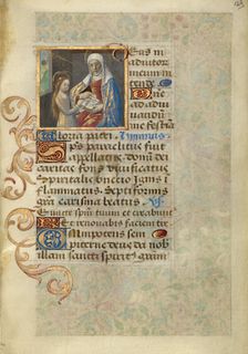 Anna Teaching the Virgin Reading; Poncher Hours, about 1500. Creator: Master of Cardinal Bourbon