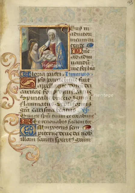 Anna Teaching the Virgin Reading; Poncher Hours, about 1500. Creator: Master of Cardinal Bourbon.