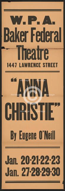 Anna Christie, Denver, 1938. Creator: Unknown.