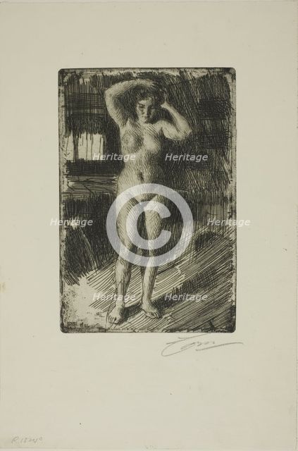 Anna Doing Her Hair, 1906. Creator: Anders Leonard Zorn.