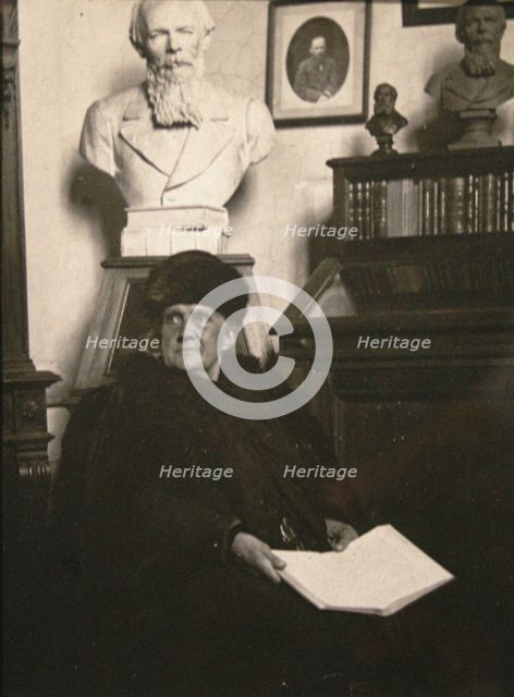 Anna Grigoryevna Dostyevskaya in the Dostoyevsky Room of the Historical Museum of Moscow, 1916.