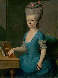 Anna Mária Horvath-Stansithová, fiancée of Ondrej Szirmay, at the harpsichord, 1785-1789. Creator: Unknown