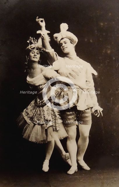 Anna Pavlova and Vaslav Nijinsky in the ballet Le Pavillon d'Armide by Nikolai Tcherepnin, 1907. Artist: Fischer, Karl August (1859-after 1923)
