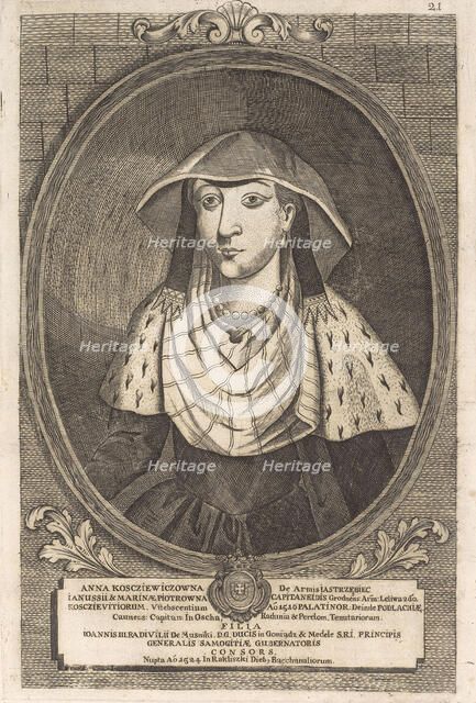 Anna Radziwill (Kostewicz). From: Icones Familiae Ducalis Radivilianae, 1758.