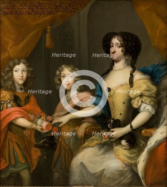 Anna Sophie of Denmark (1647-1717), Electress of Saxony with sons John George and Frederick Augustus