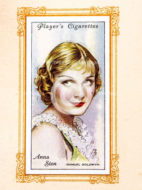 Anna Sten Collectables Picture of movie stars that came with the Players cigarette packet, 1934.  Creator: Unknown.