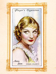 Anna Sten Collectables Picture of movie stars that came with the Players cigarette packet, 1934. Creator: Unknown