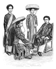 Annamese chiefs and women, Vietnam, 1895