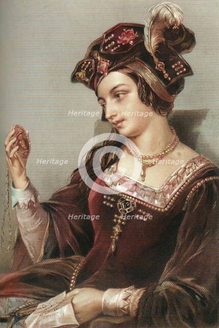 Anne Boleyn (1507-1536), the second wife of King Henry VIII, 1851. Creators: B Eyles, Henry Nelson O'Neil.