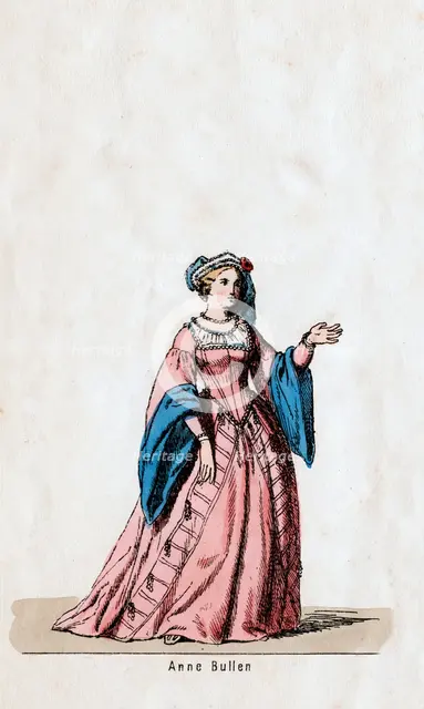 Anne Boleyn, costume design for Shakespeare's play, Henry VIII, 19th century. Artist: Unknown