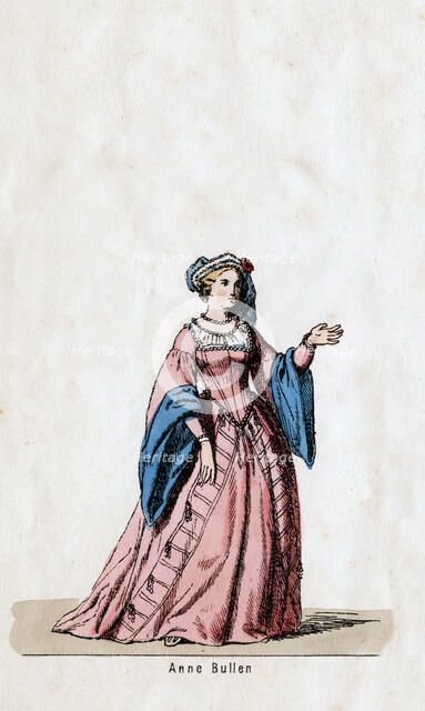Anne Boleyn, costume design for Shakespeare's play, Henry VIII, 19th century. Artist: Unknown