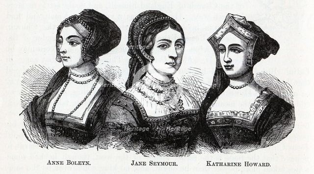 Anne Boleyn. Jane Seymour. Katharine Howard, 1882. Artist: Anonymous  