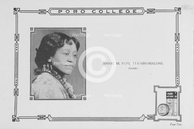 Anne M. Pope Turnbo-Malone; Founder, 1922. Creator: Unknown.