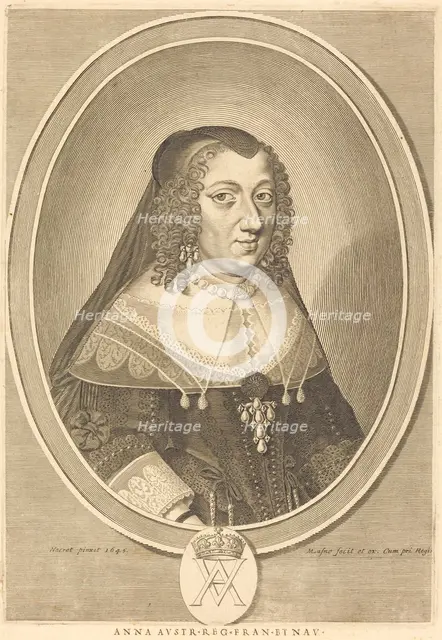 Anne of Austria, in or after 1645. Creator: Michel Lasne.