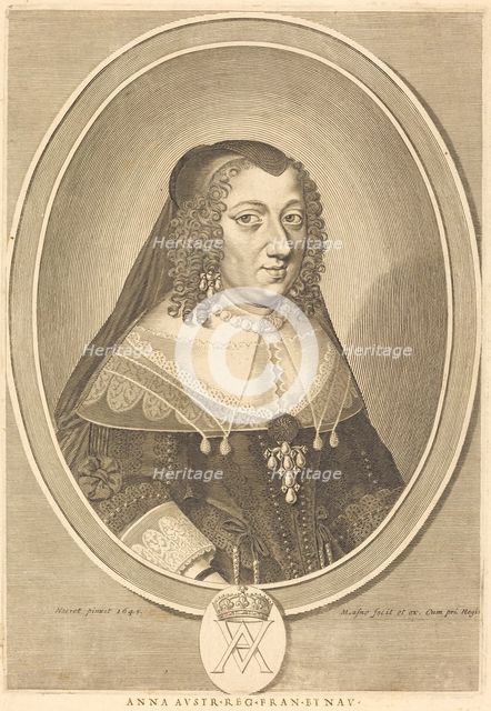 Anne of Austria, in or after 1645. Creator: Michel Lasne.