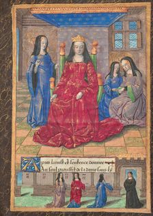Anne of Brittany Enthroned and Accompanied by Her Ladies-in-Waiting, about 1493. Creator: Master of the Chronique Scandaleuse