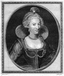 Anne of Denmark, queen consort of King James I of England and VI of Scotland, 1786.Artist: Goldar