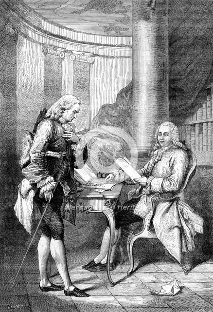 Anne Robert Jacques Turgot receiving a letter of reference, 1898.Artist: Gustave Demoulin