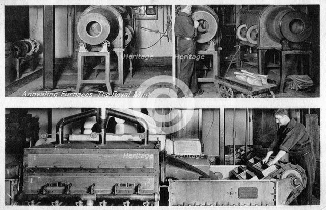 Annealing furnaces, the Royal Mint, Tower Hill, London, early 20th century. Artist: Unknown