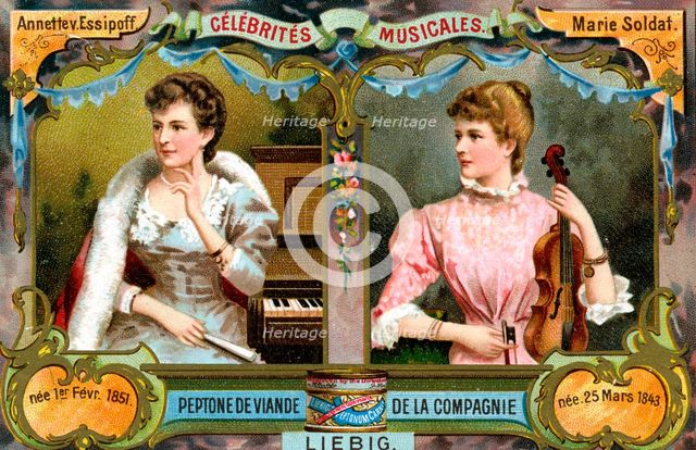 Annette von Essipoff and Marie Soldat, c1900. Artist: Unknown