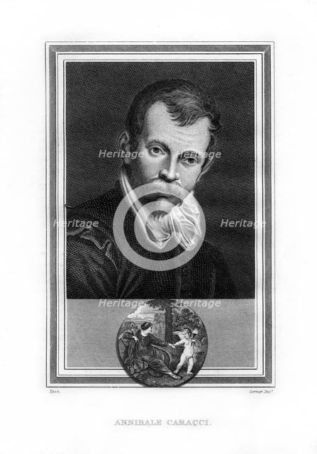 Annibale Carracci, Italian Baroque era painter, (1825).Artist: John Corner