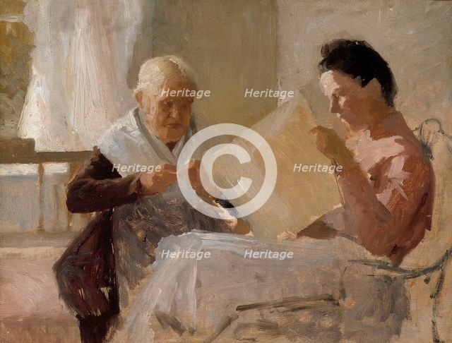 Annie Edelfelt with Fredrika Snygg, 1888. Creator: Albert Edelfelt.