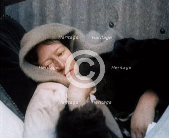 Annie MacSwiney on a Sick Bed During Her Hunger Strike at Mountjoy Prison, 1922. Creator: British Pathe Ltd.