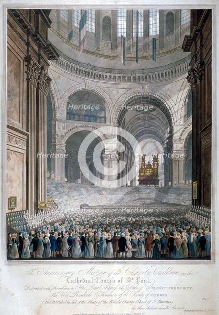 Anniversary meeting of the charity children in St Paul's Cathedral, City of London, 1826. Artist: Robert Havell 