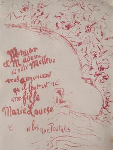 Announcement of a birth, 1898. Creator: Pierre Bonnard (French, 1867-1947)