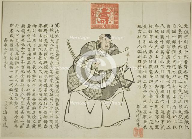 Announcement of performance of Kanjincho by Ichikawa Danjuro VIII to celebrate..., 1852. Creator: Torii Kiyomitsu II.