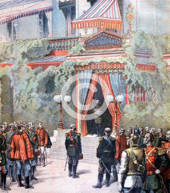 Announcement on the health of Tsar Alexander of Russia, Livadia Palace, St Petersburg, Russia, 1894. Artist: Henri Meyer