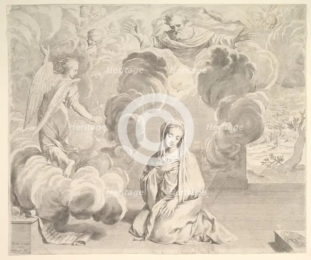 Annunciation, 1666. Creator: Claude Mellan.