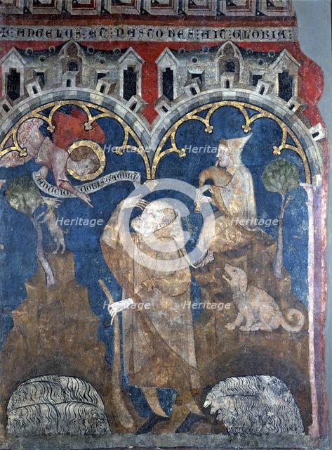 Annunciation of the Shepherds', wall painting from the chapel of the church of San Pedro de Olite.
