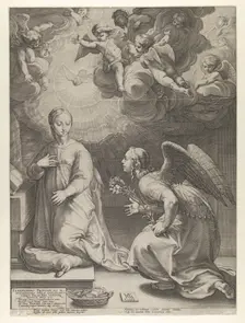 Annunciation from The Birth and Early Life of Christ, 1594., 1594. Creator: Hendrik Goltzius