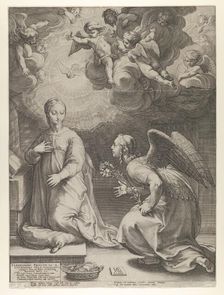 Annunciation from The Birth and Early Life of Christ, 1594., 1594. Creator: Hendrik Goltzius