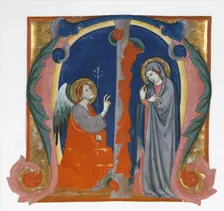 Annunciation in an Initial M, ca. 1310-15. Creator: Maestro Daddesco