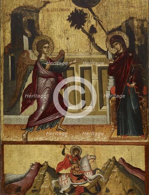 Annunciation, Saint George Killing the Dragon, late 15th century. Creator: Unknown.