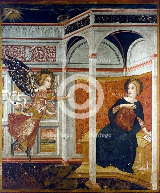 Annunciation to Mary', detail of the Paintings in the Chapel of St. Michael of the Monastery of P…
