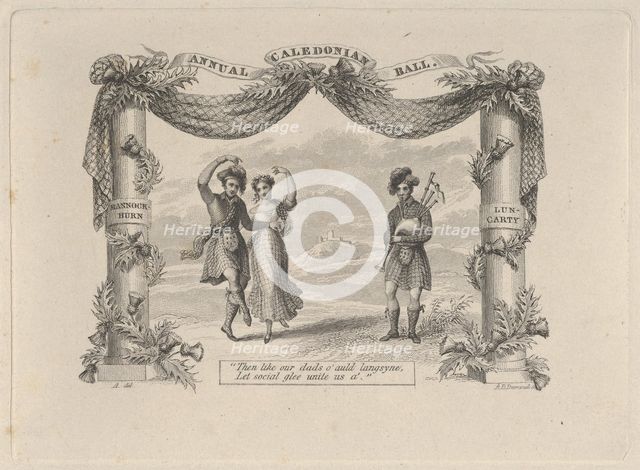 Annual Caledonian Ball Ticket, 19th century. Creator: Asher Brown Durand.