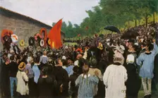 Annual Celebration by the Wall of the Communards at the...Cemetery in Paris 1883, (1965). Creator: Il'ya Repin