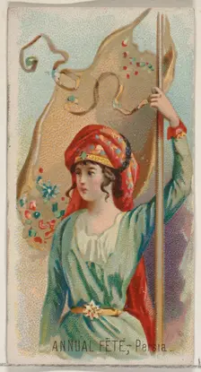 Annual Fête, Persia, from the Holidays series (N80) for Duke brand cigarettes, 1890., 1890. Creator: George S. Harris & Sons
