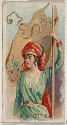 Annual Fête, Persia, from the Holidays series (N80) for Duke brand cigarettes, 1890., 1890. Creator: George S. Harris & Sons