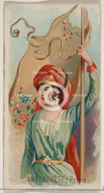 Annual Fête, Persia, from the Holidays series (N80) for Duke brand cigarettes, 1890., 1890. Creator: George S. Harris & Sons.