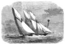Annual schooner race of the Royal Thames Yacht Club: the yachts at the Mouse light ship, 1862. Creator: Smyth