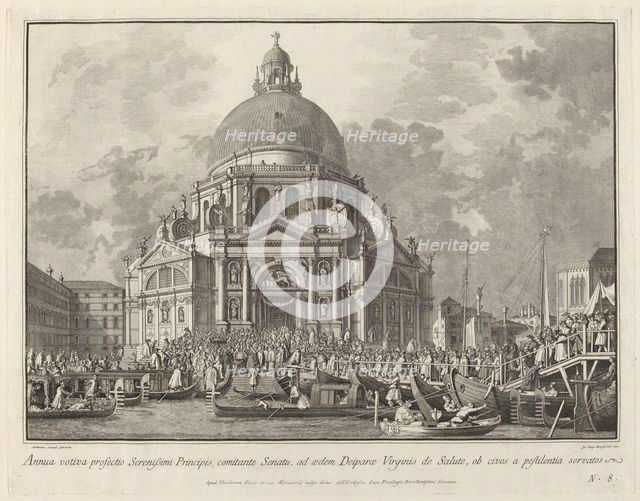Annual Visit of the Doge to Santa Maria della Salute, 1763/1766. Creator: Giovanni Battista Brostoloni.